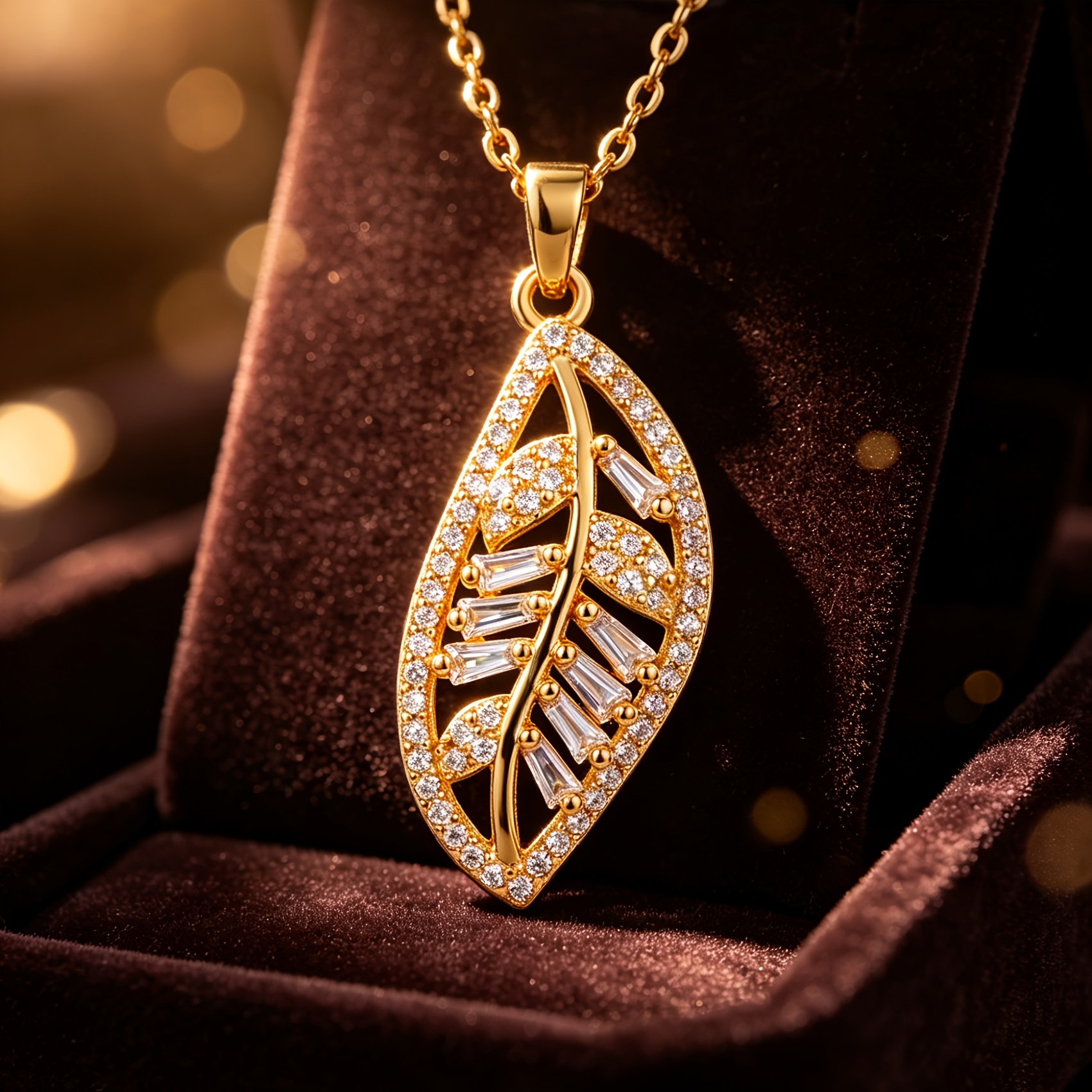 Women's Golden Leaf Shape Pendant Necklace — Casual Style